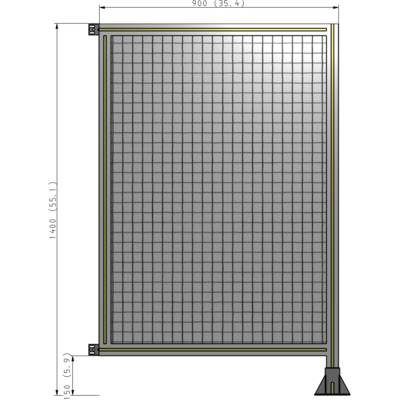 A2-1400-0900-0150-HYMFA SINGLE PANEL-LEG ON RIGHT WITH HINGES 1400MM X 900MM  1" MESH, FULLY ASSEMBLED