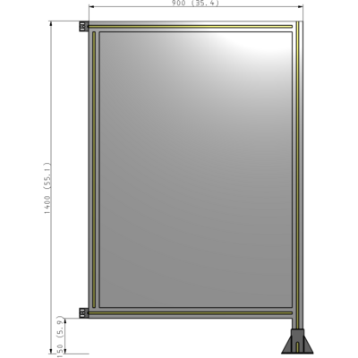 A2-1400-0900-0150-HYPFA SINGLE PANEL-LEG ON RIGHT WITH HINGES 1400MM X 900MM 1/4" POLYCARBONATE, FULLY ASSEMBLED