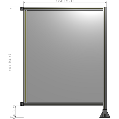 A2-1400-1050-0150-HYPFA SINGLE PANEL-LEG ON RIGHT WITH HINGES 1400MM X 1050MM 1/4" POLYCARBONATE, FULLY ASSEMBLED