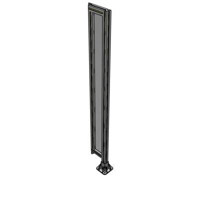 A2-1700-0200-0150-TYPFA SINGLE PANEL-LEG ON RIGHT WITH TIE PLATES AND ANGLE 1700MM X 200MM 1/4" POLYCARBONATE, ASSEMBLED
