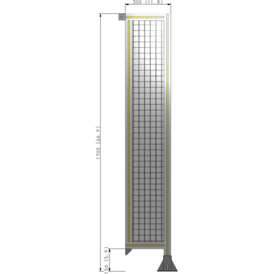 A2-1700-0300-0150-TYMFK SINGLE PANEL-LEG ON RIGHT WITH TIE PLATES AND ANGLE 1700MM X 300MM  1" MESH, AS A KIT