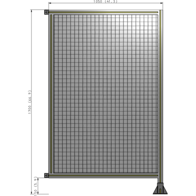 A2-1700-1050-0150-HYMFK SINGLE PANEL-LEG ON RIGHT WITH HINGES 1700MM X 1050MM 1" MESH, AS A KIT