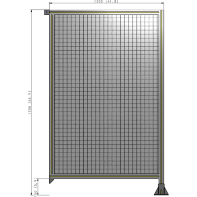 A2-1700-1050-0150-TYMFK SINGLE PANEL-LEG ON RIGHT WITH TIE PLATES AND ANGLE 1700MM X 1050MM 1" MESH, AS A KIT