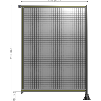 A2-1700-1200-0150-TYMFA SINGLE PANEL-LEG ON RIGHT WITH TIE PLATES AND ANGLE 1700MM X 1200MM  1" MESH, FULLY ASSEMBLED