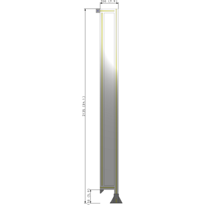 A2-2135-0200-0150-TYPFK SINGLE PANEL-LEG ON RIGHT WITH TIE PLATES AND ANGLE 2135MM X 200MM 1/4" POLYCARBONATE, AS A KIT