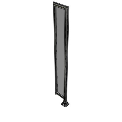 A2-2135-0300-0150-TYPFK SINGLE PANEL-LEG ON RIGHT WITH TIE PLATES AND ANGLE 2135MM X 300MM 1/4" POLYCARBONATE, AS A KIT