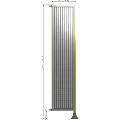 A2-2135-0450-0150-HYMFA SINGLE PANEL-LEG ON RIGHT WITH HINGES 2135MM X 450MM 1" MESH, FULLY ASSEMBLED
