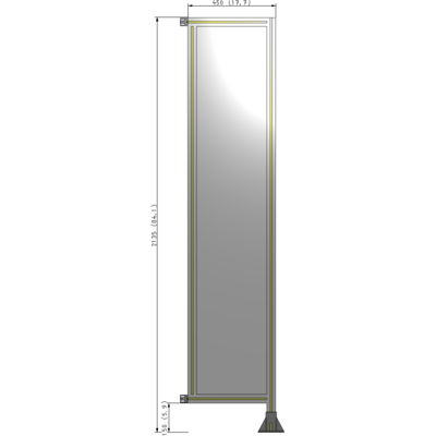 A2-2135-0450-0150-HYPFA SINGLE PANEL-LEG ON RIGHT WITH HINGES 2135MM X 450MM  1/4" POLYCARBONATE, ASSEMBLED
