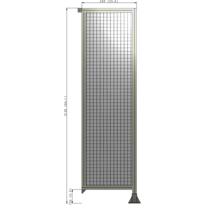 A2-2135-0600-0150-TYMFA SINGLE PANEL-LEG ON RIGHT WITH TIE PLATES AND ANGLE 2135MM X 600MM 1" MESH, FULLY ASSEMBLED