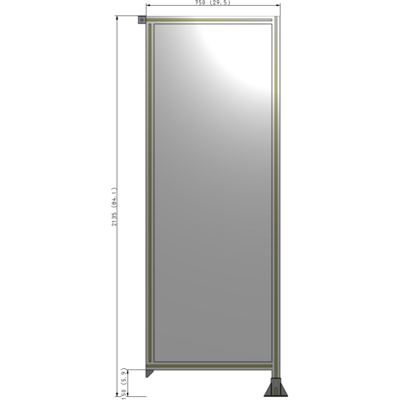 A2-2135-0750-0150-TYPFK SINGLE PANEL-LEG ON RIGHT WITH TIE PLATES AND ANGLE 2135MM X 750MM  1/4" POLYCARBONATE, AS A KIT