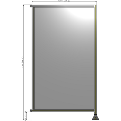 A2-2135-1200-0150-HYPFK SINGLE PANEL-LEG ON RIGHT WITH HINGES 2135MM X 1200MM 1/4" POLYCARBONATE, AS A KIT