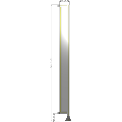 A2-2400-0200-0150-HYPFK SINGLE PANEL-LEG ON RIGHT WITH HINGES 2400MM X 200MM 1/4" POLYCARBONATE, AS A KIT