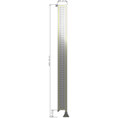 A2-2400-0200-0150-TYMFA SINGLE PANEL-LEG ON RIGHT WITH TIE PLATES AND ANGLE 2400MM X 200MM  1" MESH, FULLY ASSEMBLED