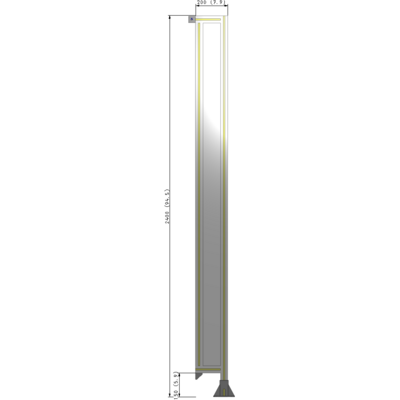 A2-2400-0200-0150-TYPFK SINGLE PANEL-LEG ON RIGHT WITH TIE PLATES AND ANGLE 2400MM X 200MM 1/4" POLYCARBONATE, AS A KIT