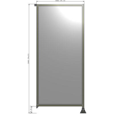A2-2400-1050-0150-TYPFA SINGLE PANEL-LEG ON RIGHT WITH TIE PLATES AND ANGLE 2400MM X 1050MM 1/4" POLYCARBONATE, ASSEMBLED