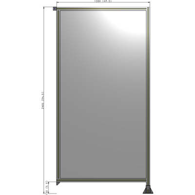 A2-2400-1200-0150-TYPFA SINGLE PANEL-LEG ON RIGHT WITH TIE PLATES AND ANGLE 2400MM X 1200MM  1/4" POLYCARBONATE, ASSEMBLED