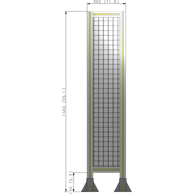 A3-1400-0300-0150-ZYMFK SINGLE PANEL-LEG ON  BOTH SIDES  1400MM X 300MM  1" MESH, AS A KIT