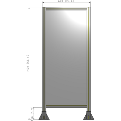A3-1400-0600-0150-ZYPFK SINGLE PANEL-LEG ON  BOTH SIDES  1400MM X 600MM  1/4" POLYCARBONATE, AS A KIT