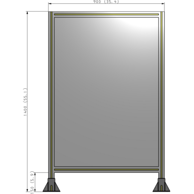 A3-1400-0900-0150-ZYPFA SINGLE PANEL-LEG ON  BOTH SIDES  1400MM X 900MM  1/4" POLYCARBONATE, FULLY ASSEMBLED