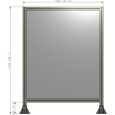 A3-1400-1050-0150-ZYPFK SINGLE PANEL-LEG ON  BOTH SIDES  1400MM X 1050MM  1/4" POLYCARBONATE, AS A KIT