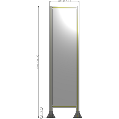 A3-1700-0450-0150-ZYPFK SINGLE PANEL-LEG ON  BOTH SIDES  1700MM X 450MM  1/4" POLYCARBONATE, AS A KIT