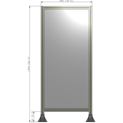 A3-1700-0750-0150-ZYPFK SINGLE PANEL-LEG ON  BOTH SIDES  1700MM X 750MM  1/4" POLYCARBONATE, AS A KIT