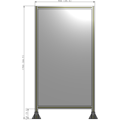 A3-1700-0900-0150-ZYPFK SINGLE PANEL-LEG ON  BOTH SIDES  1700MM X 900MM  1/4" POLYCARBONATE, AS A KIT