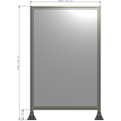 A3-1700-1050-0150-ZYPFA SINGLE PANEL-LEG ON  BOTH SIDES  1700MM X 1050MM  1/4" POLYCARBONATE, FULLY ASSEMBLED