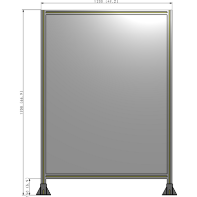 A3-1700-1200-0150-ZYPFA SINGLE PANEL-LEG ON  BOTH SIDES  1700MM X 1200MM  1/4" POLYCARBONATE, FULLY ASSEMBLED