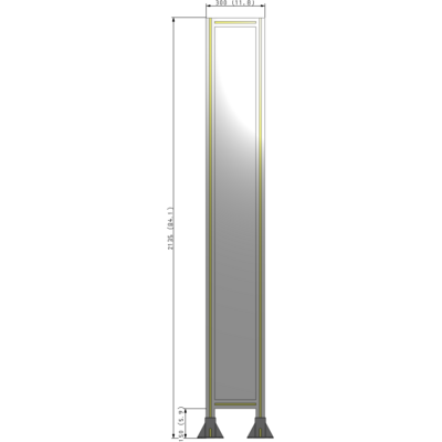 A3-2135-0300-0150-ZYPFK SINGLE PANEL-LEG ON BOTH SIDES 2135MM X 300MM 1/4" POLYCARBONATE, AS A KIT