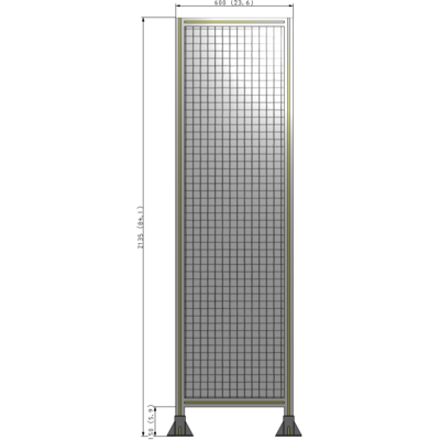 A3-2135-0600-0150-ZYMFA SINGLE PANEL-LEG ON  BOTH SIDES  2135MM X 600MM  1" MESH, FULLY ASSEMBLED