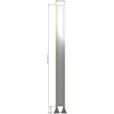 A3-2400-0200-0150-ZYPFA SINGLE PANEL-LEG ON BOTH SIDES 2400MM X 200MM 1/4" POLYCARBONATE, FULLY ASSEMBLED