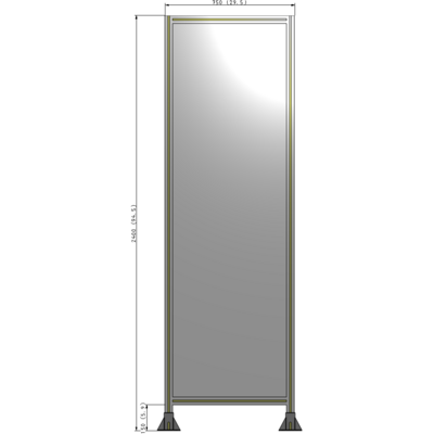 A3-2400-0750-0150-ZYPFA SINGLE PANEL-LEG ON BOTH SIDES 2400MM X 750MM 1/4" POLYCARBONATE, ASSEMBLED