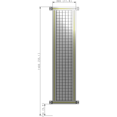 A4-1400-0300-0150-HYMZA SINGLE PANEL-NO LEGS WITH HINGES 1400MM X 300MM  1" MESH, FULLY ASSEMBLED