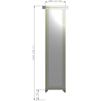 A4-1400-0300-0150-TYPZA SINGLE PANEL-NO LEGS WITH TIE PLATES AND ANGLE 1400MM X 300MM  1/4" POLYCARBONATE, ASSEMBLED
