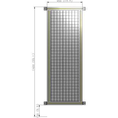 A4-1400-0450-0150-HYMZK SINGLE PANEL-NO LEGS WITH HINGES 1400MM X 450MM  1" MESH, AS A KIT