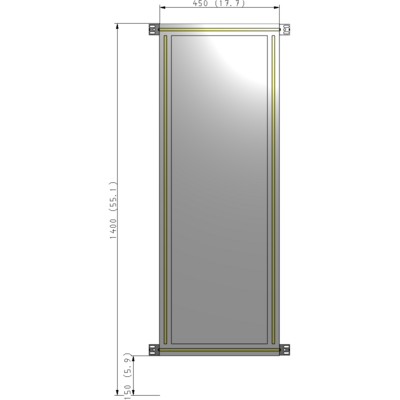A4-1400-0450-0150-HYPZA SINGLE PANEL-NO LEGS WITH HINGES 1400MM X 450MM  1/4" POLYCARBONATE, ASSEMBLED