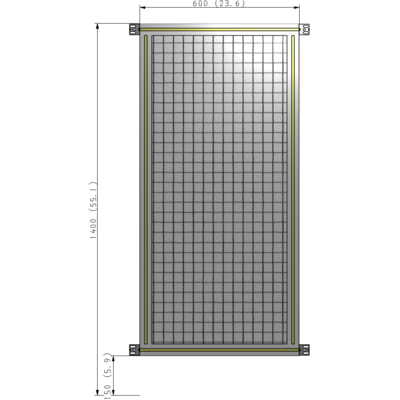 A4-1400-0600-0150-HYMZK SINGLE PANEL-NO LEGS WITH HINGES 1400MM X 600MM  1" MESH, AS A KIT