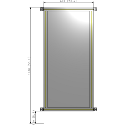 A4-1400-0600-0150-HYPZA SINGLE PANEL-NO LEGS WITH HINGES 1400MM X 600MM  1/4" POLYCARBONATE, ASSEMBLED
