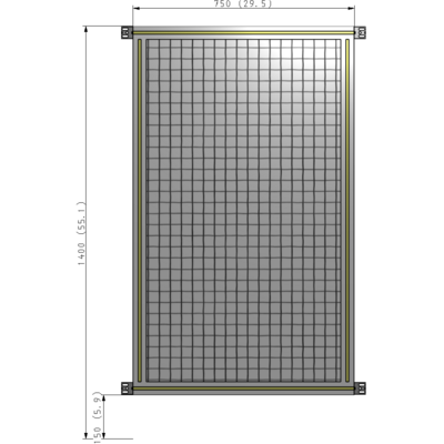 A4-1400-0750-0150-HYMZK SINGLE PANEL-NO LEGS WITH HINGES 1400MM X 750MM  1" MESH, AS A KIT