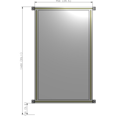 A4-1400-0750-0150-HYPZK SINGLE PANEL-NO LEGS WITH HINGES 1400MM X 750MM  1/4" POLYCARBONATE, AS A KIT