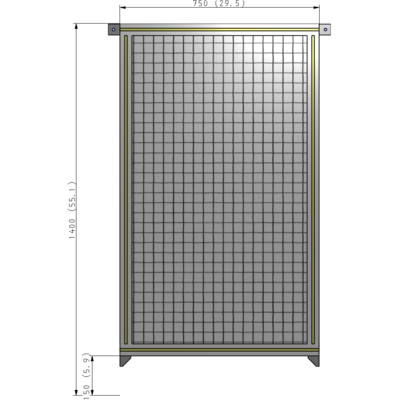 A4-1400-0750-0150-TYMZA SINGLE PANEL-NO LEGS WITH TIE PLATES AND ANGLE 1400MM X 750MM  1" MESH, FULLY ASSEMBLED