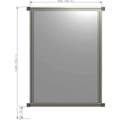 A4-1400-0900-0150-HYPZK SINGLE PANEL-NO LEGS WITH HINGES 1400MM X 900MM  1/4" POLYCARBONATE, AS A KIT