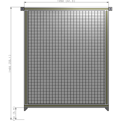 A4-1400-1050-0150-TYMZK SINGLE PANEL-NO LEGS WITH TIE PLATES AND ANGLE 1400MM X 1050MM  1" MESH, AS A KIT