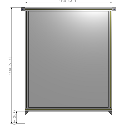 A4-1400-1050-0150-TYPZA SINGLE PANEL-NO LEGS WITH TIE PLATES AND ANGLE 1400MM X 1050MM  1/4" POLYCARBONATE, ASSEMBLED