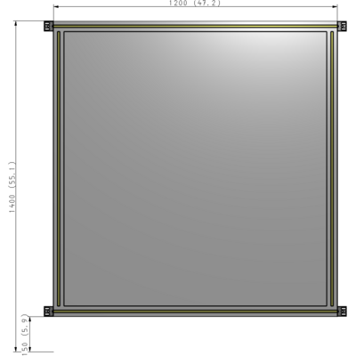 A4-1400-1200-0150-HYPZK SINGLE PANEL-NO LEGS WITH HINGES 1400MM X 1200MM  1/4" POLYCARBONATE, AS A KIT