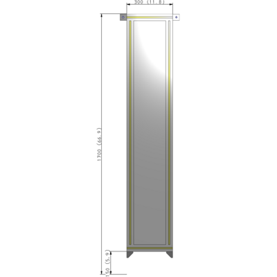 A4-1700-0300-0150-TYPZA SINGLE PANEL-NO LEGS WITH TIE PLATES AND ANGLE 1700MM X 300MM  1/4" POLYCARBONATE, ASSEMBLED