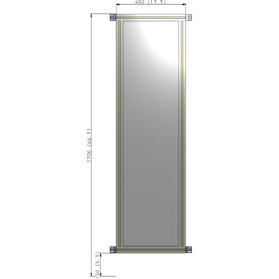 A4-1700-0450-0150-HYPZK SINGLE PANEL-NO LEGS WITH HINGES 1700MM X 450MM 1/4" POLYCARBONATE, AS A KIT