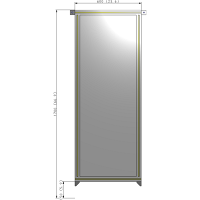A4-1700-0600-0150-TYPZK SINGLE PANEL-NO LEGS WITH TIE PLATES AND ANGLE 1700MM X 600MM  1/4" POLYCARBONATE, AS A KIT