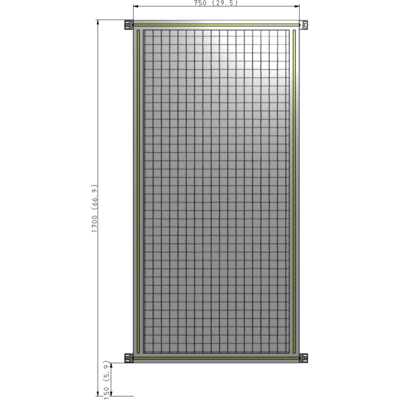 A4-1700-0750-0150-HYMZK SINGLE PANEL-NO LEGS WITH HINGES 1700MM X 750MM 1" MESH, AS A KIT